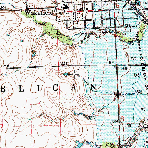 Topographic Map of Wakefield Wastewater Plant, KS