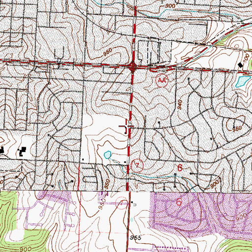Topographic Map of White Oak Plaza Shopping Center, MO