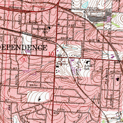 Topographic Map of Chrysler Stadium, MO