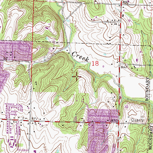 Topographic Map of Maple Woods Nature Preserve, MO