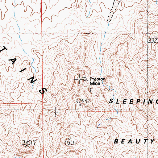 Topographic Map of Preston Mine, CA