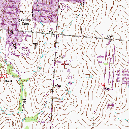 Topographic Map of Oasis Mobile Home Park, MO