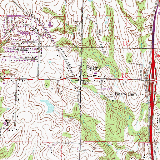 Topographic Map of Barry Woods Annex Post Office, MO