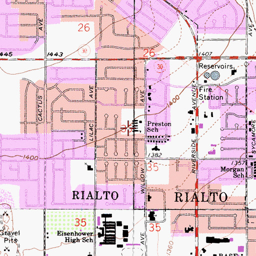 Topographic Map of Preston Elementary School, CA