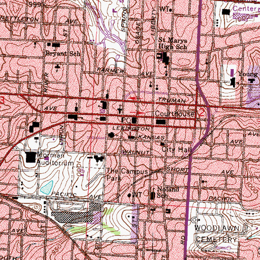Topographic Map of Independence Post Office, MO