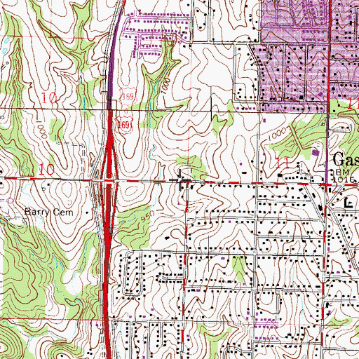 Topographic Map of Metro North Mall Post Office, MO