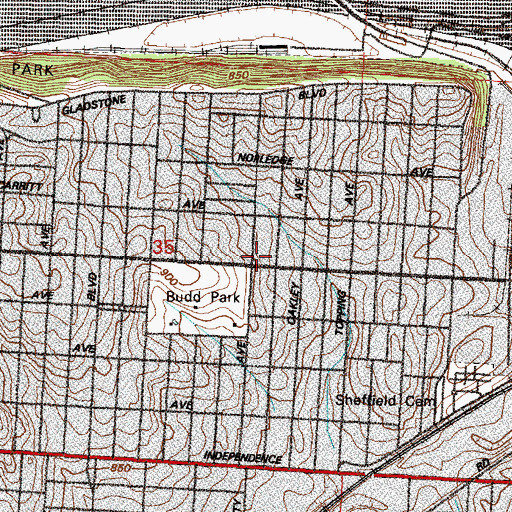 Topographic Map of Northeast Post Office, MO