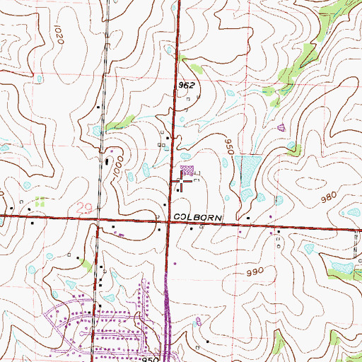 Topographic Map of Lee's Summit R B Rice Post Office, MO