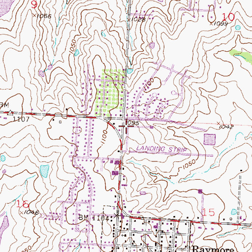 Topographic Map of Raymore Post Office, MO