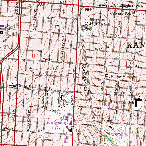 Topographic Map of Wornall Post Office, MO