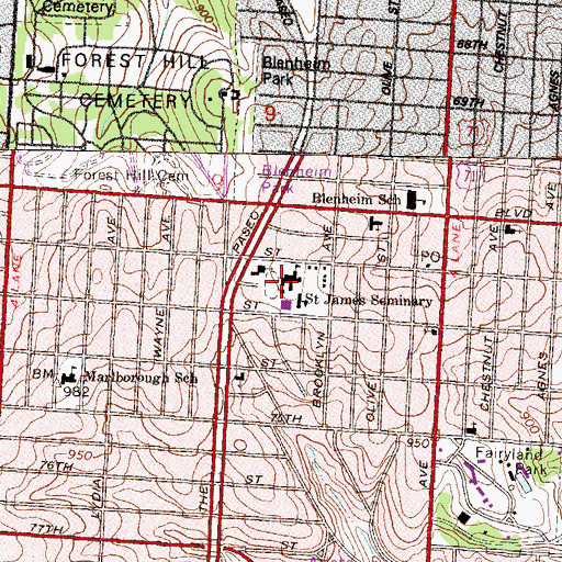 Topographic Map of Academy of Kansas City, MO
