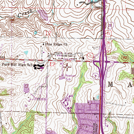 Topographic Map of Alfred L Renner Elementary School, MO