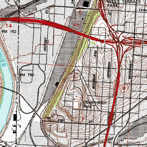 Topographic Map of Alta Vista Charter School, MO