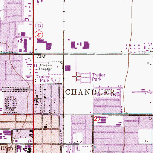 Topographic Map of Chandler Meadows Mobile Home Park, AZ
