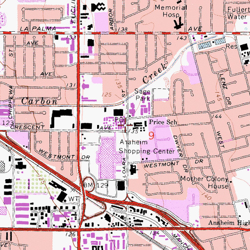 Topographic Map of Adelaide Price Elementary School, CA