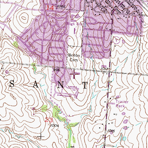 Topographic Map of Cambridge Elementary School, MO