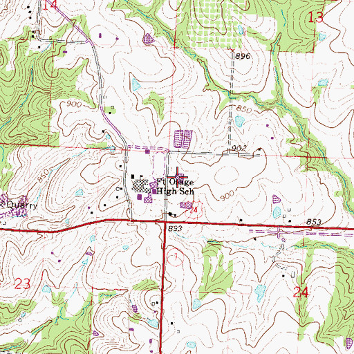 Topographic Map of The Career and Technology Center at Fort Osage, MO