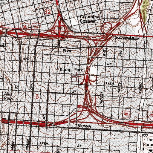 Topographic Map of Della Lamb Elementary School, MO