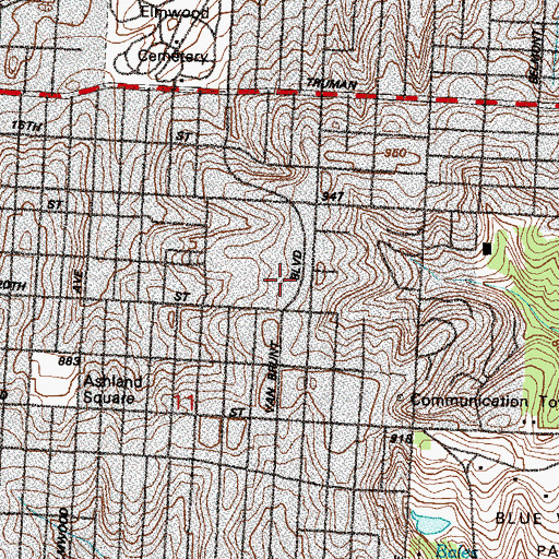 Topographic Map of East High School, MO