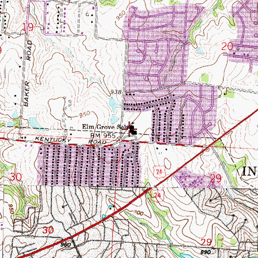 Topographic Map of Elm Grove Elementary School, MO