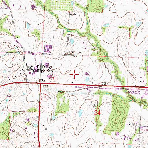 Topographic Map of Fire Prairie Middle School, MO