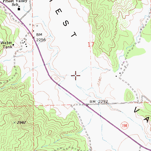 Topographic Map of Priest Valley, CA