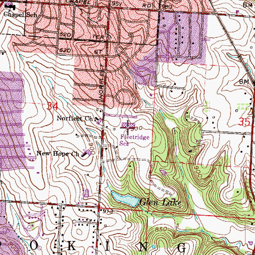Topographic Map of Fleetridge Elementary School, MO
