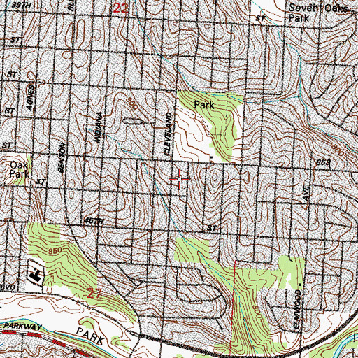 Topographic Map of Genesis School, MO