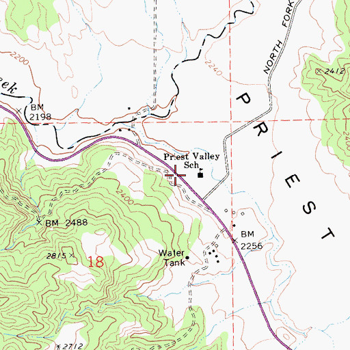 Topographic Map of Priest Valley School, CA