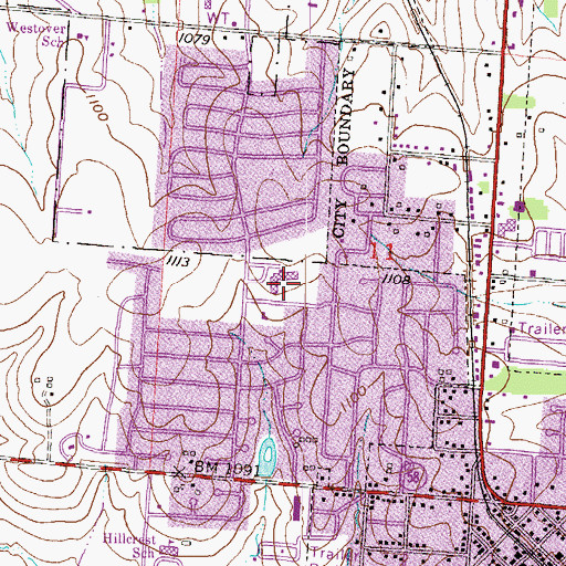 Topographic Map of Gladden Elementary School, MO