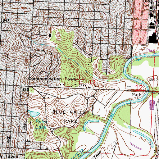 Topographic Map of J A Rogers Middle School, MO