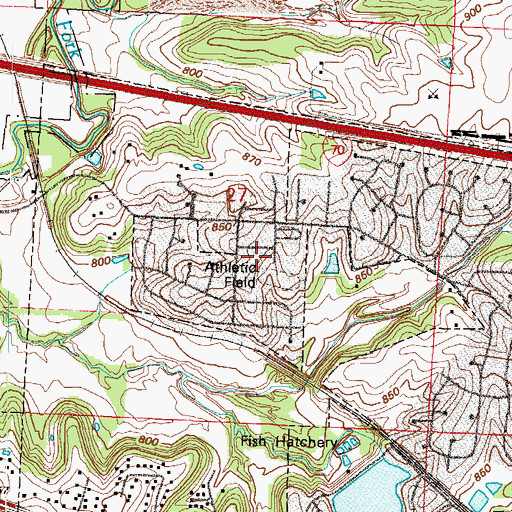 Topographic Map of John Nowlin Elementary School, MO