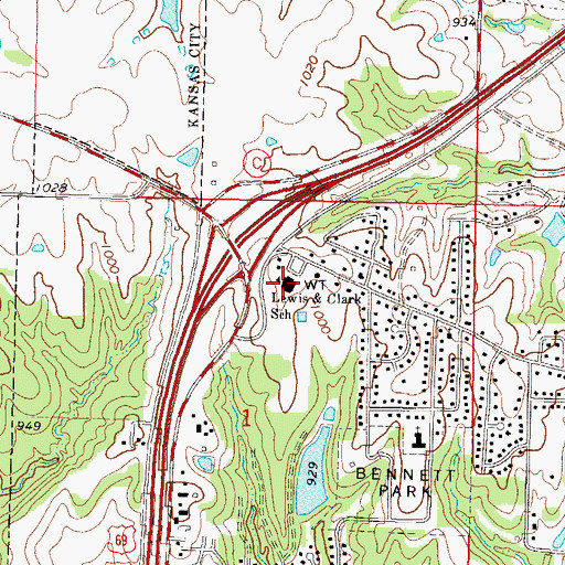 Topographic Map of Lewis and Clark Elementary School, MO