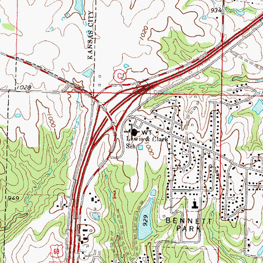 Topographic Map of Lewis and Clark Elementary School, MO