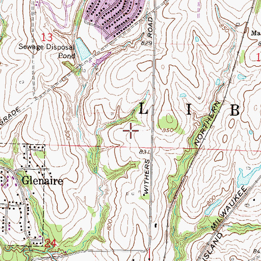Topographic Map of Liberty Middle School, MO