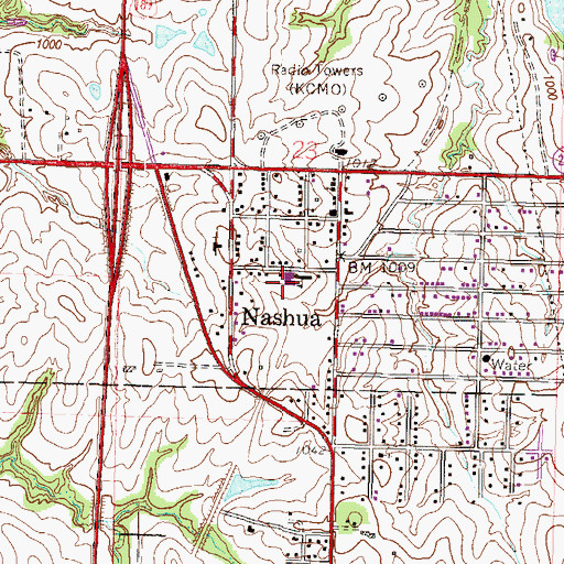 Topographic Map of Nashua Elementary School, MO