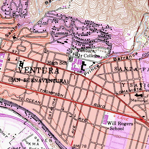 Topographic Map of Prince Barranca, CA