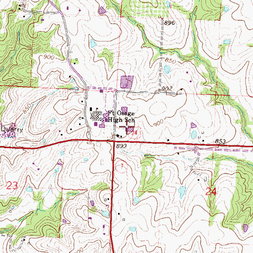 Topographic Map of Osage Trail Middle School, MO
