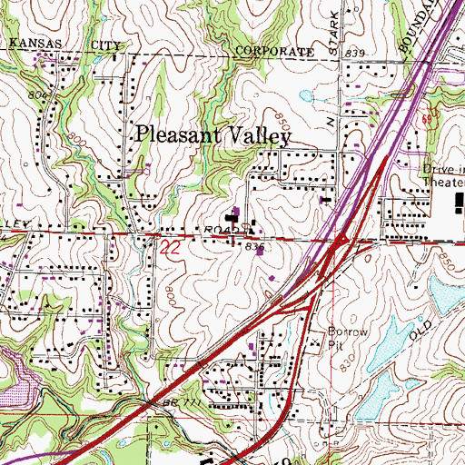 Topographic Map of Pleasant Valley Early Childhood Center, MO
