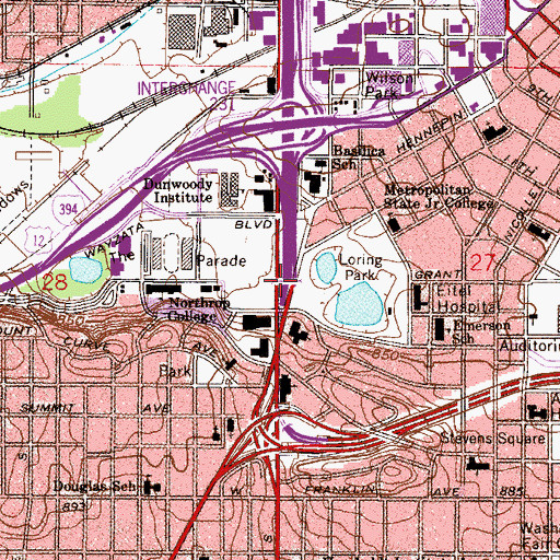 Topographic Map of Whitney Bridge, MN