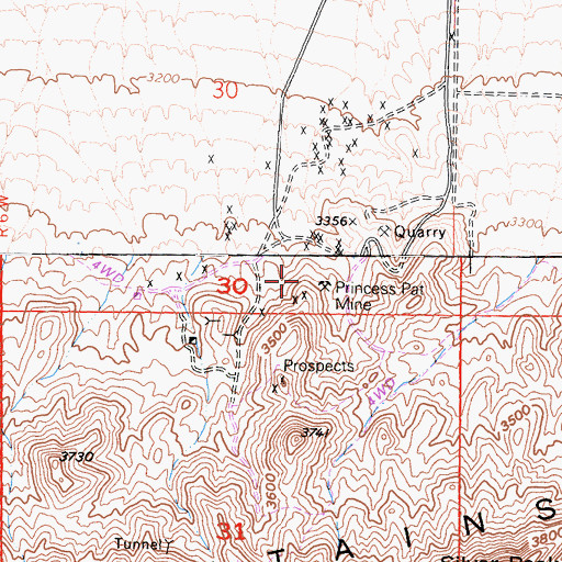 Topographic Map of Princess Pat Mine, CA
