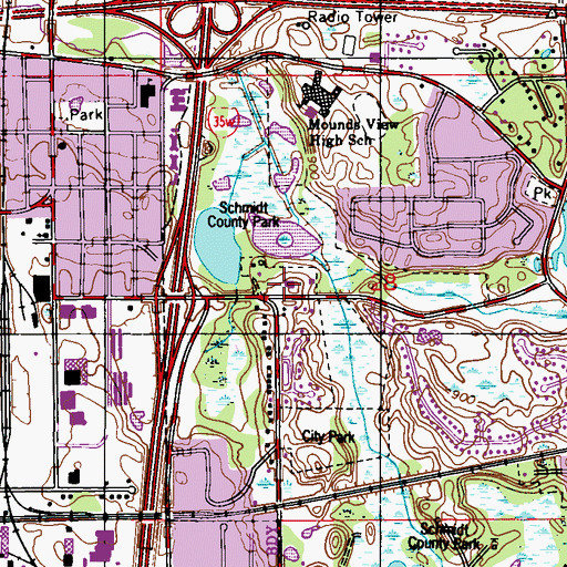 Topographic Map of Arden Hills Library, MN