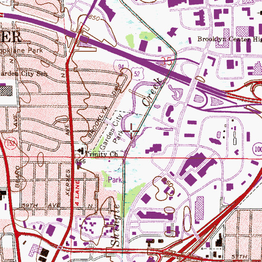 Topographic Map of Brooklyn Center City Hall, MN