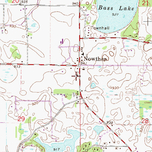 Topographic Map of Burns Town Hall, MN