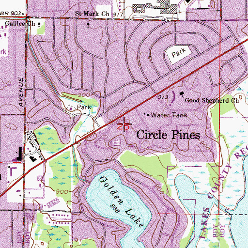Topographic Map of Circle Pines City Hall, MN