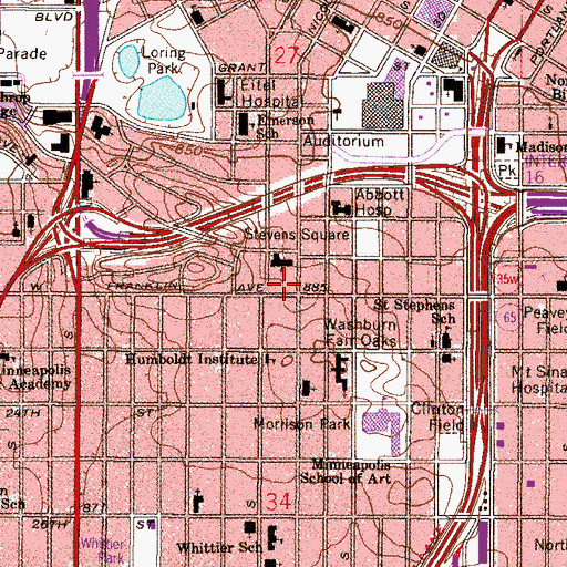 Topographic Map of Conn Fine Arts Building, MN