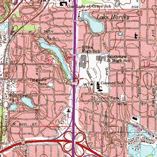 Topographic Map of Edina Chamber of Commerce, MN