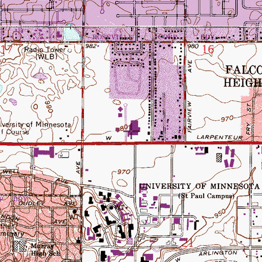 Topographic Map of Falcon Heights City Hall, MN