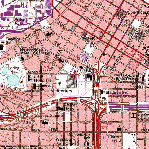 Topographic Map of Hall B, MN