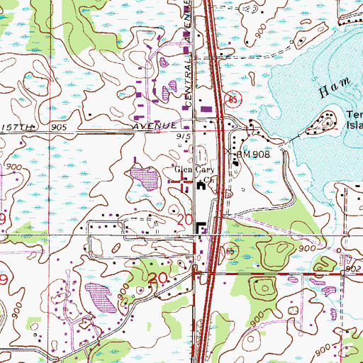 Topographic Map of Ham Lake City Hall, MN